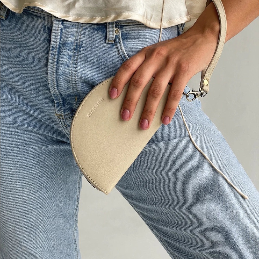 NEW Beige Half-Moon Wristlet